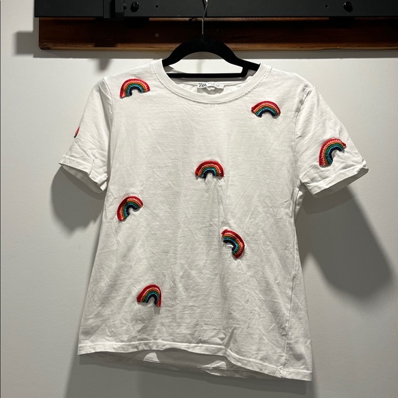 Zara Embroidered Rainbow Tshirt - Picture 1 of 4